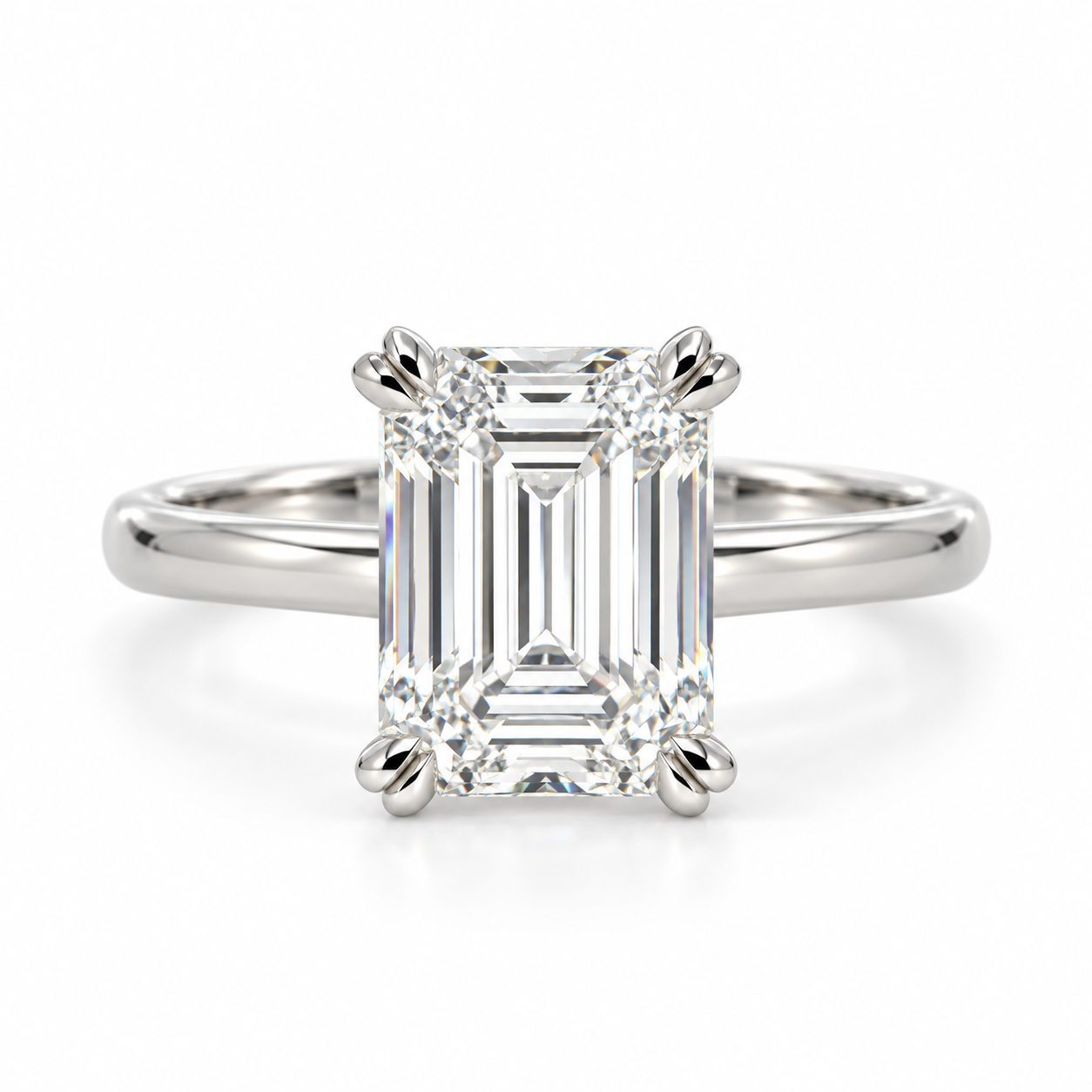 Lab Diamond Platinum Emerald Cut Solitaire Engagement Ring