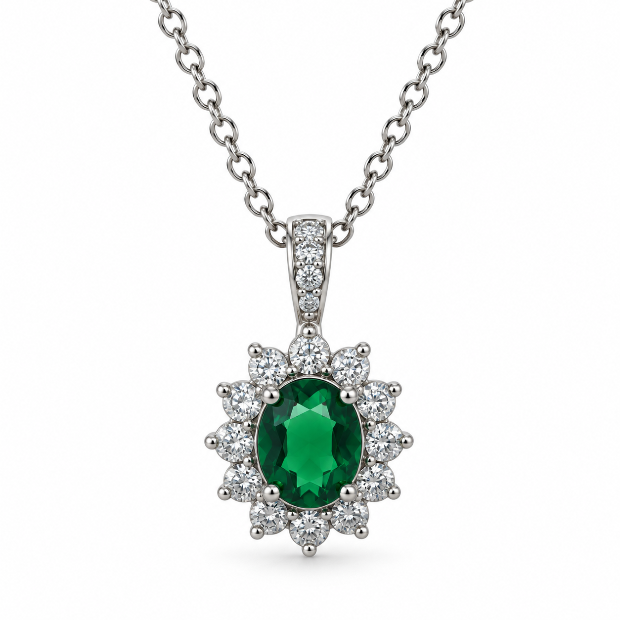 Green CZ Cluster Pendant