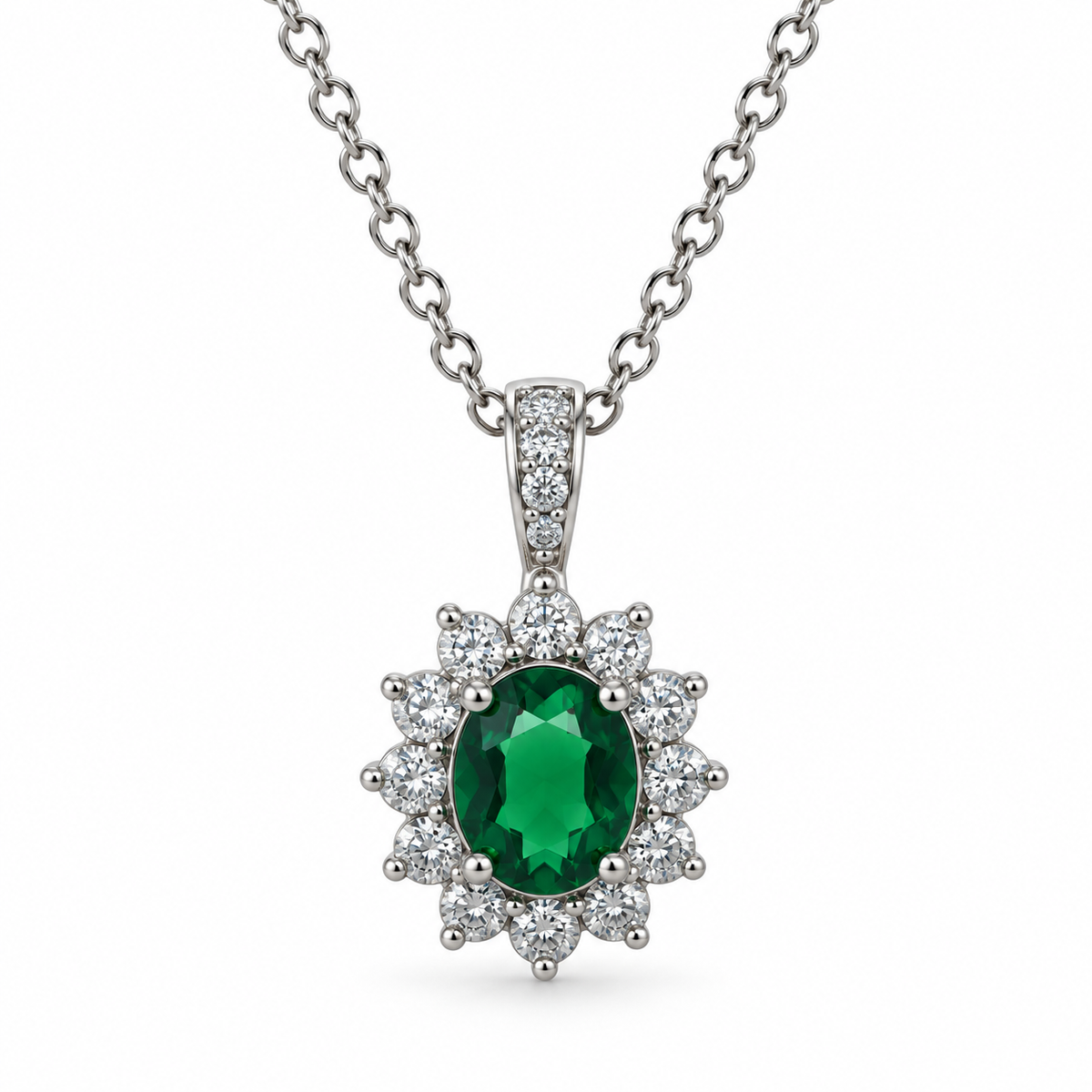 Green CZ Cluster Pendant
