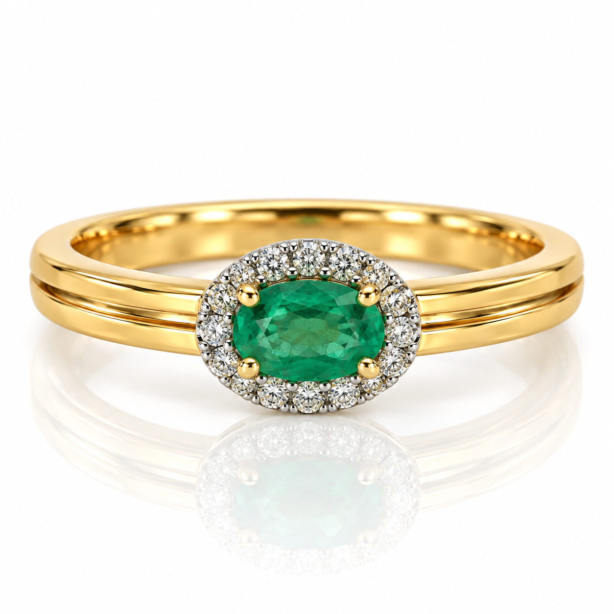 18kt Emerald and Diamond Dress Ring