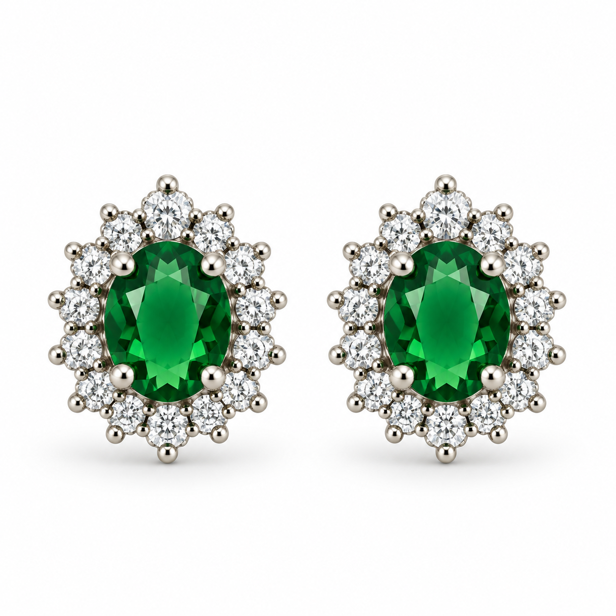 Green CZ Cluster Earrings