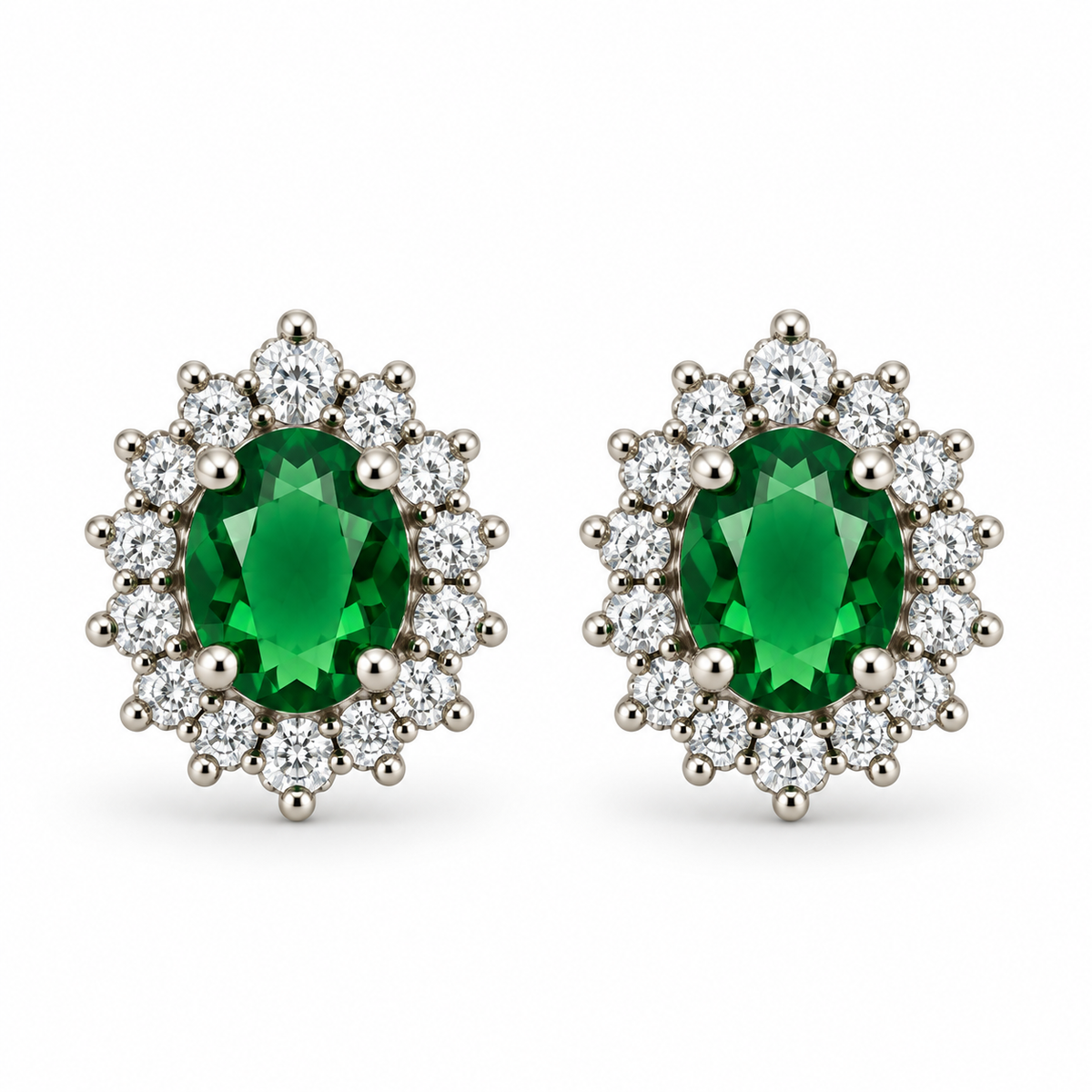 Green CZ Cluster Earrings