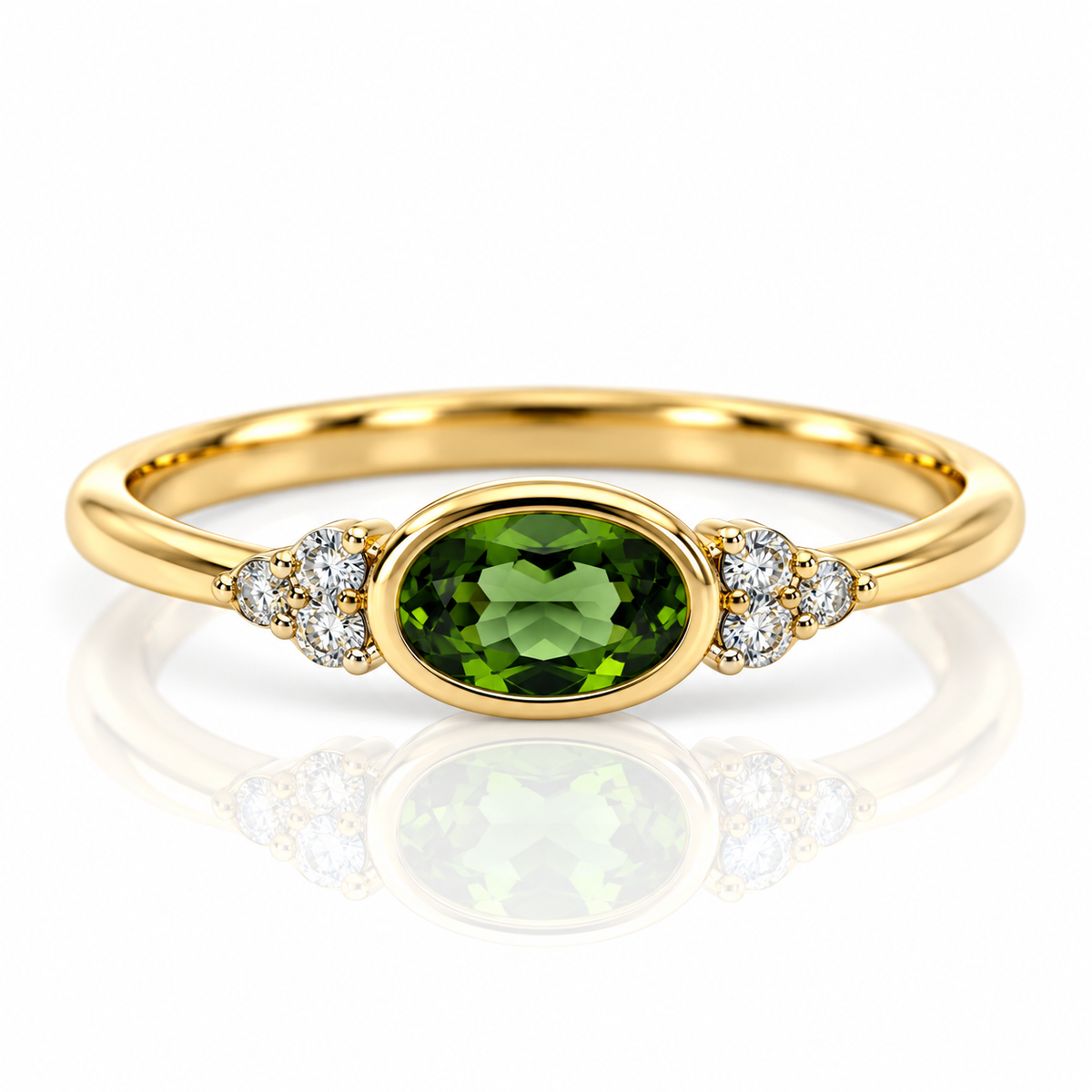 9kt Green Tourmaline and Diamond Ring