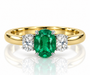 18kt Emerald and Diamond Three Stone Dress Ring