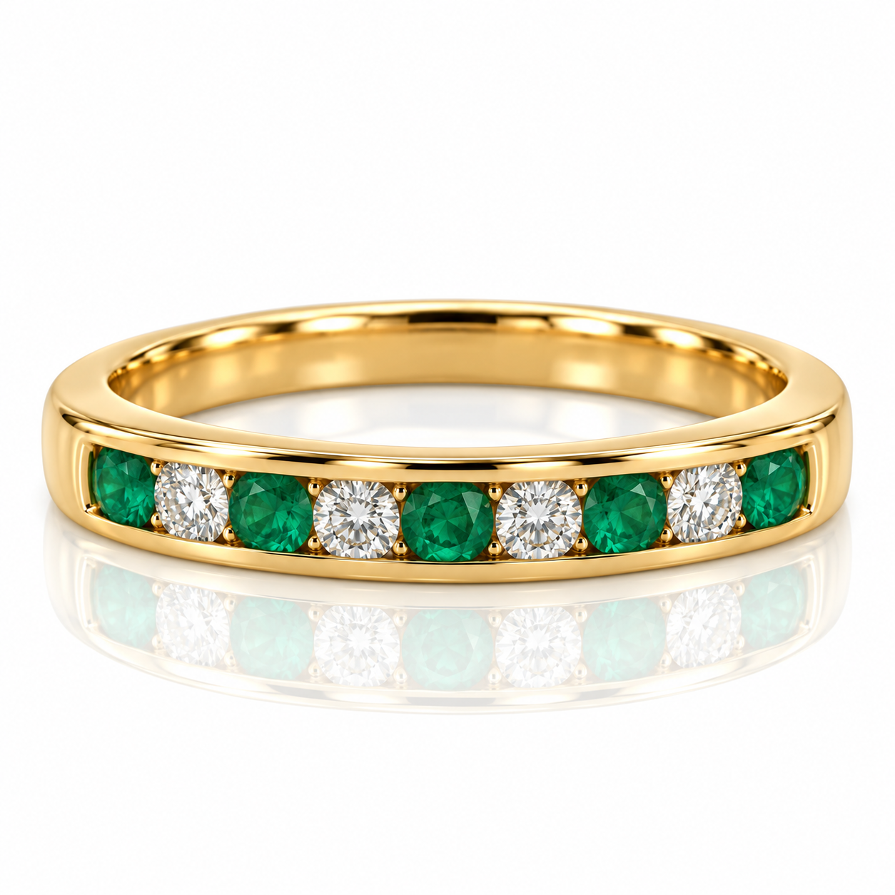 9kt Emerald and Diamond Band