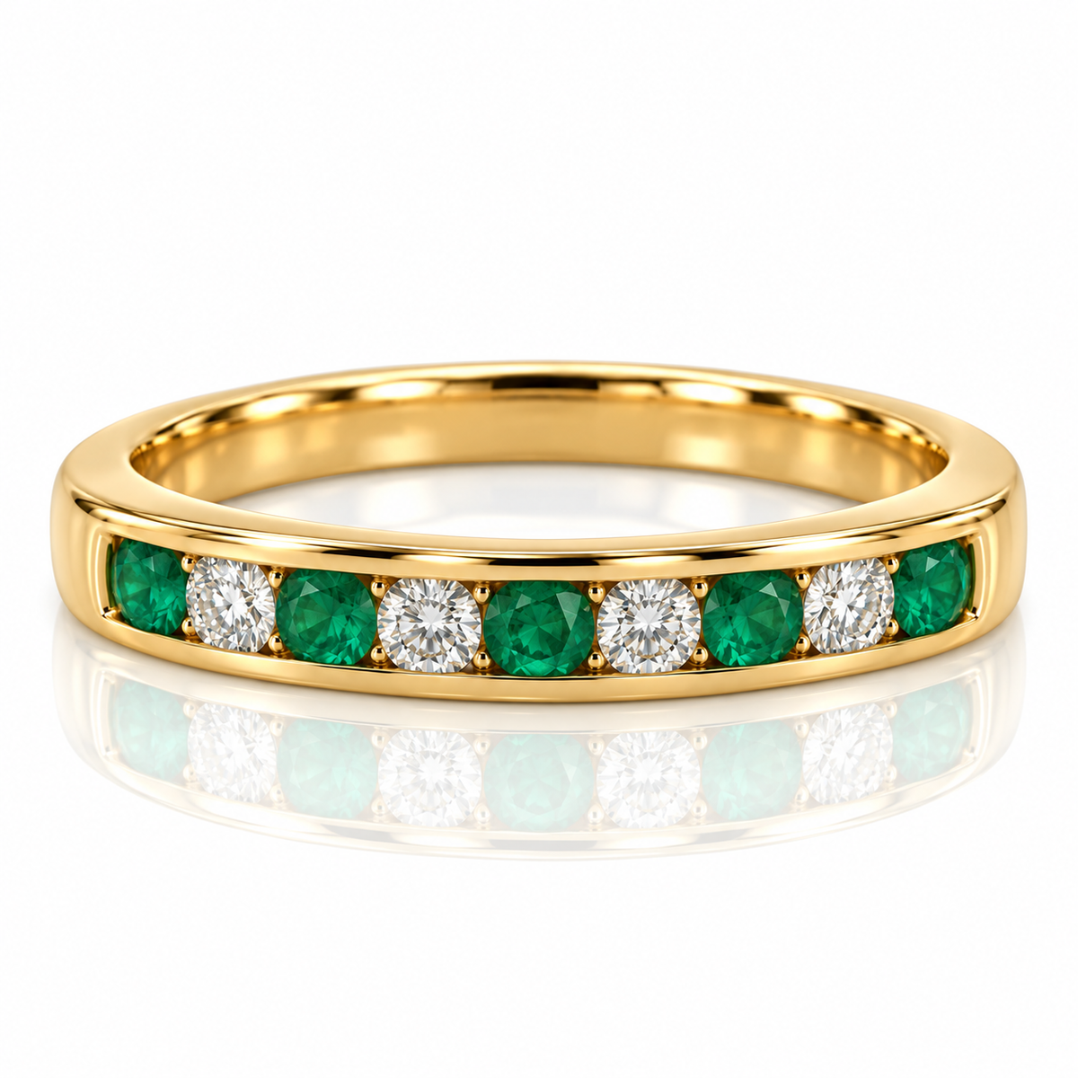 9kt Emerald and Diamond Band