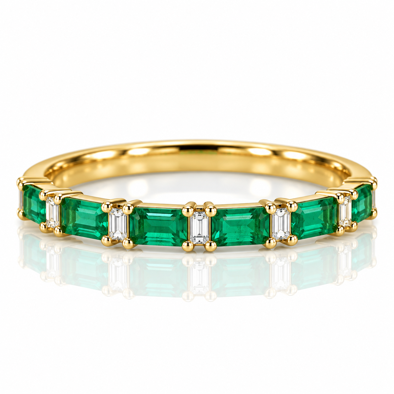9kt Emerald and Diamond Band
