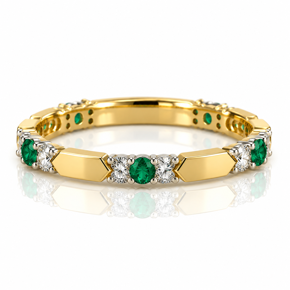9kt Emerald and Diamond Band