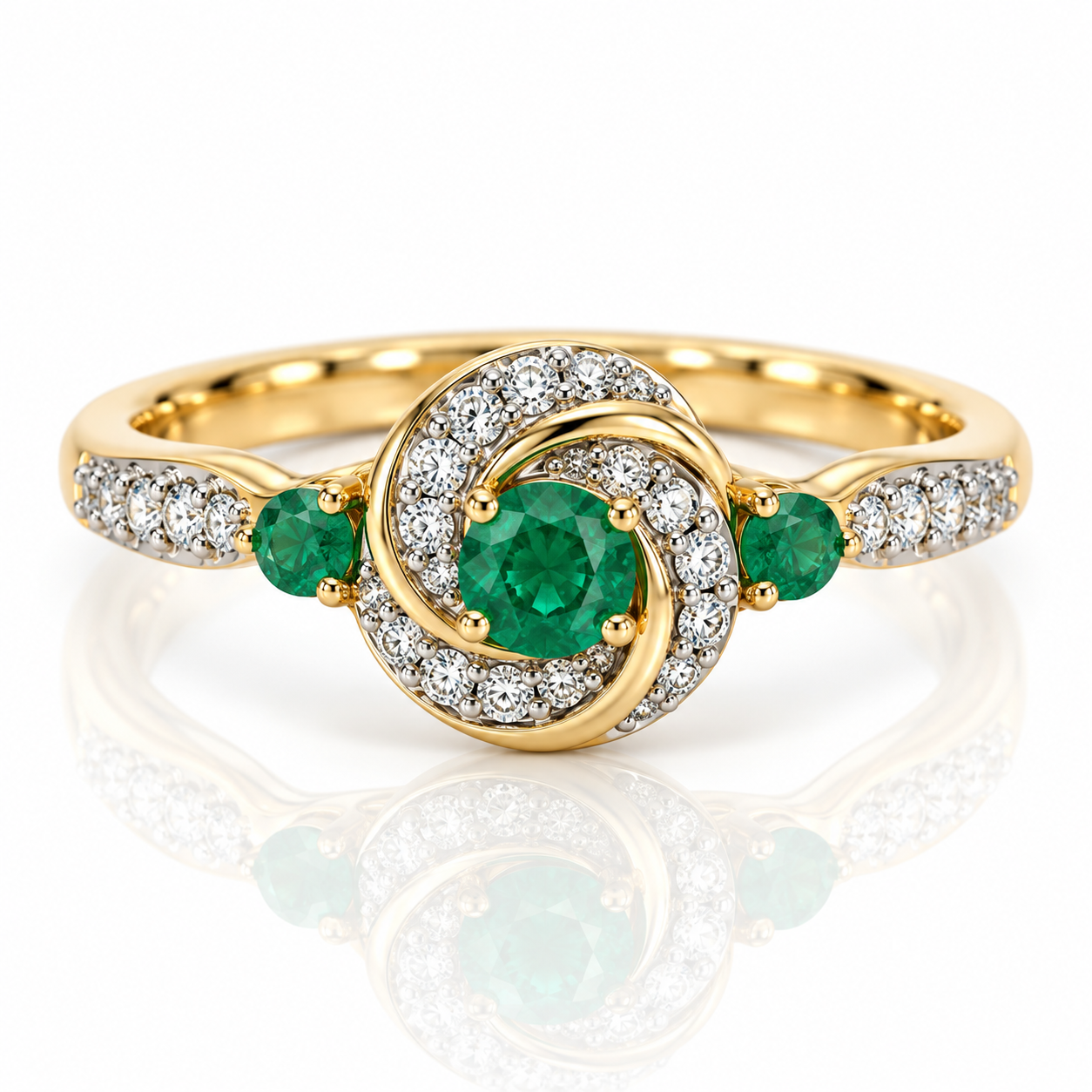 9kt Emerald and Diamond Dress Ring