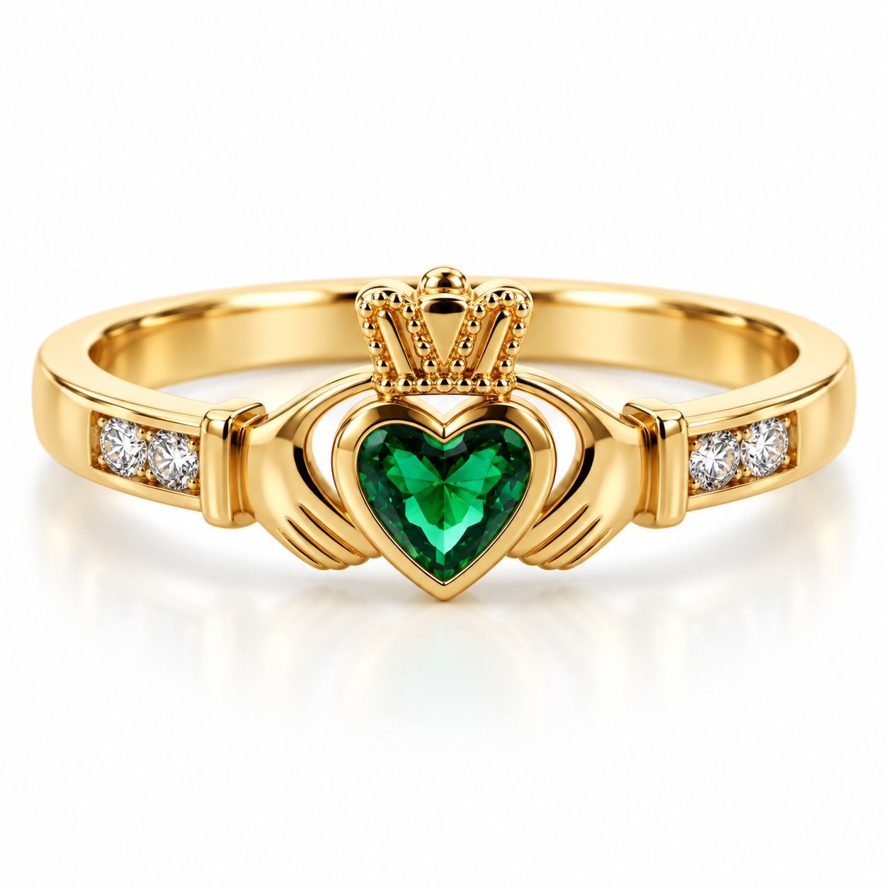 9kt Gold CZ Claddagh Ring