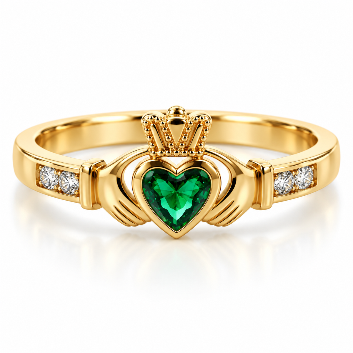 9kt Gold CZ Claddagh Ring
