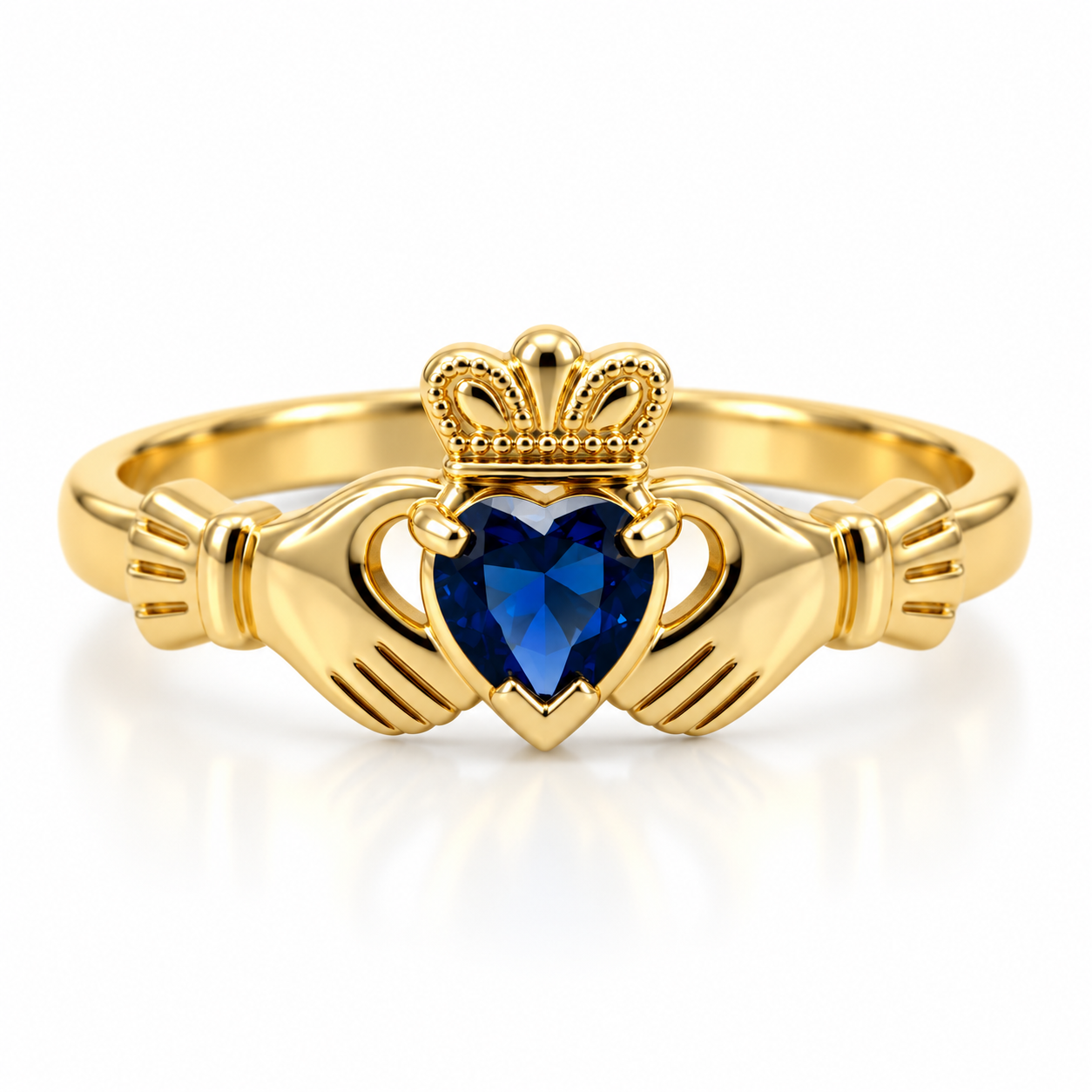 9kt Gold CZ Claddagh Ring
