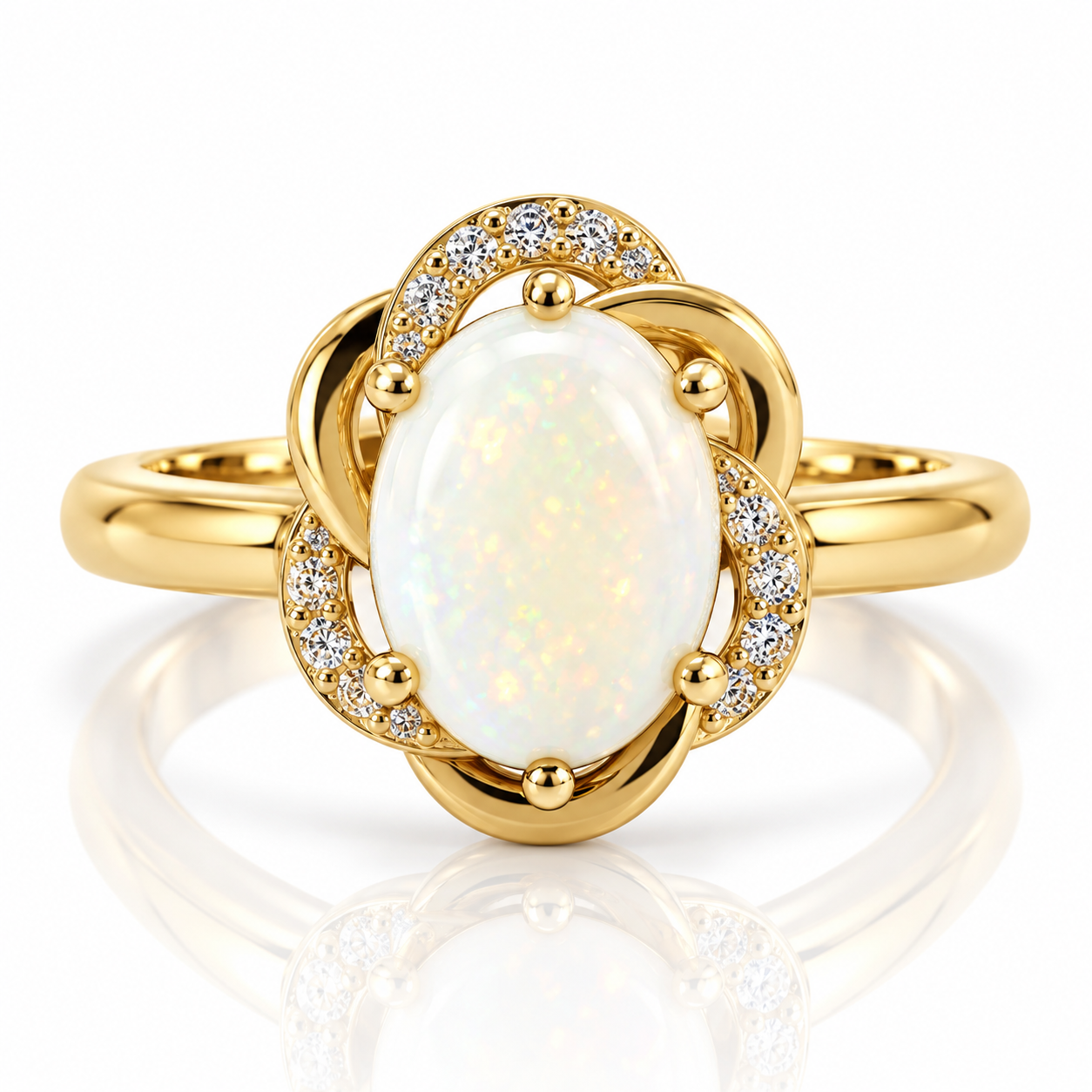 9kt Opal and Diamond Dress Ring