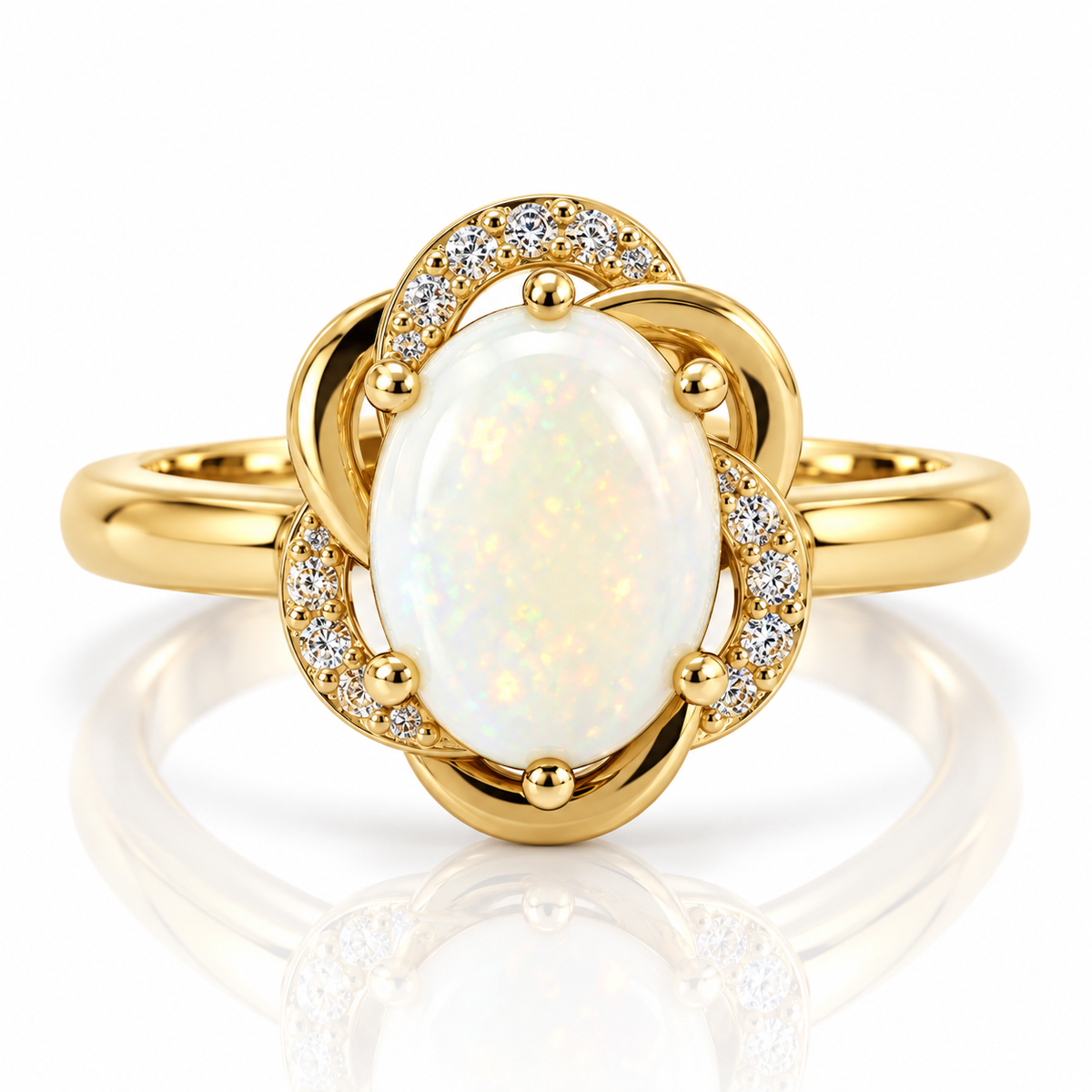 9kt Opal and Diamond Dress Ring