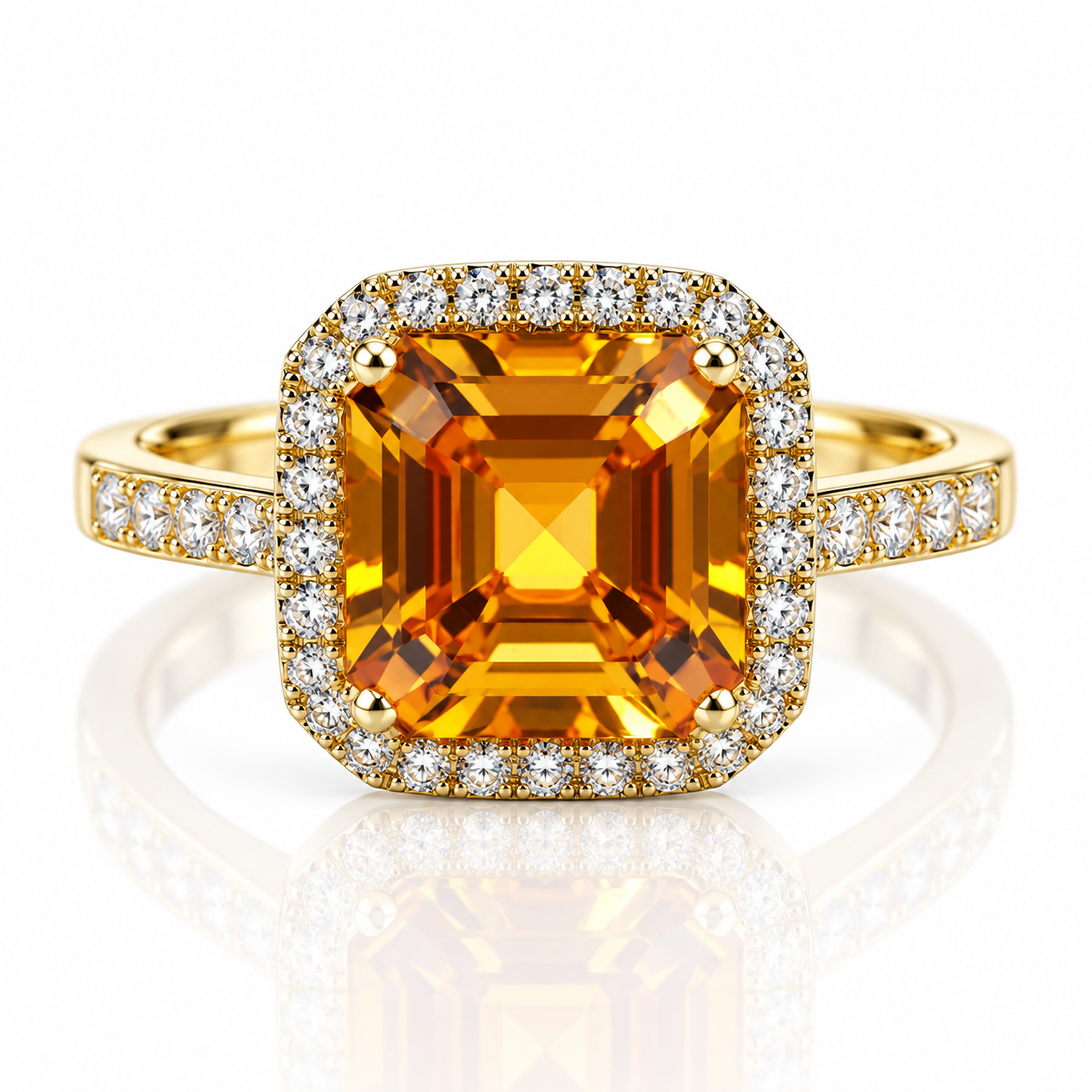 9kt Citrine and Diamond Dress Ring