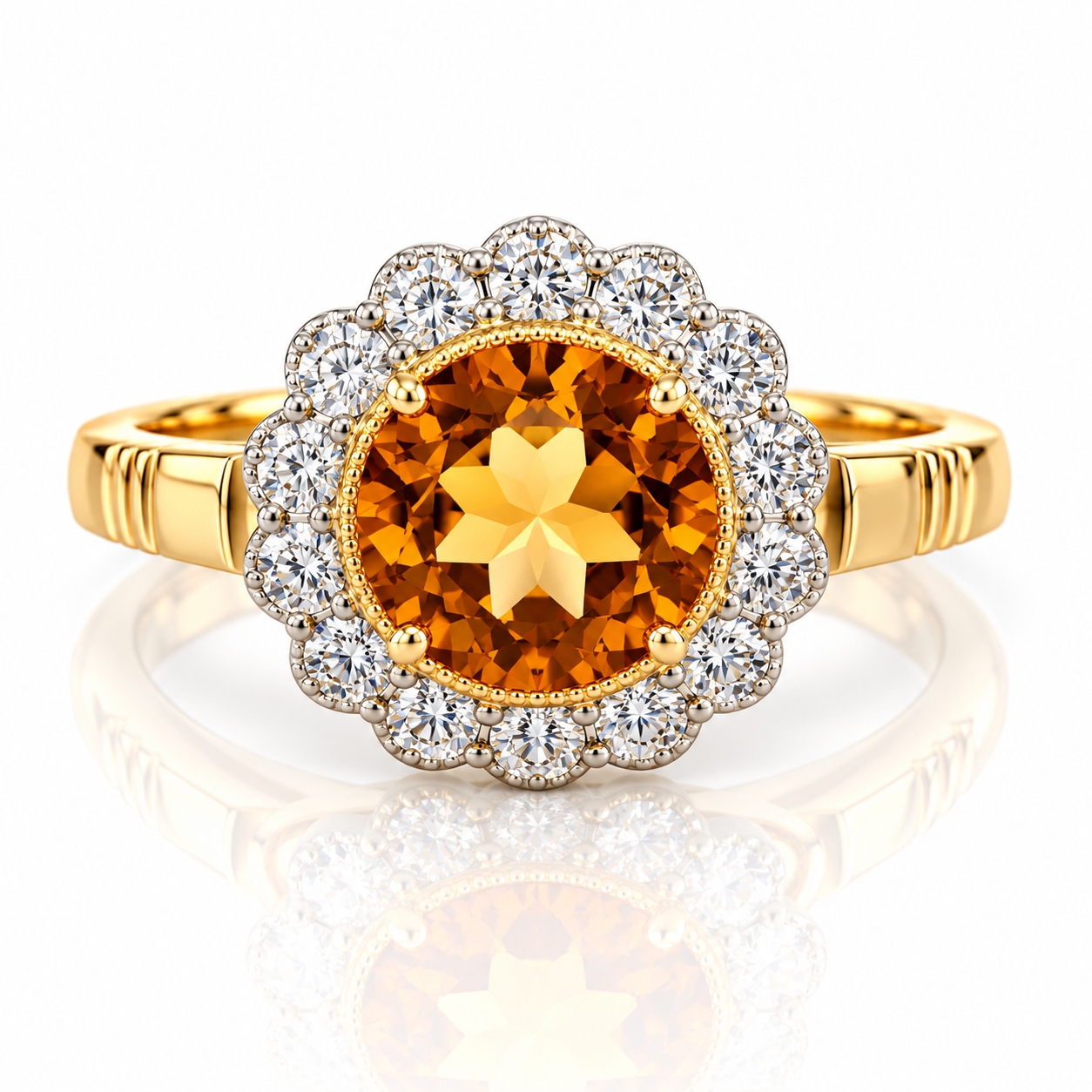 9kt Citrine and Diamond Dress Ring