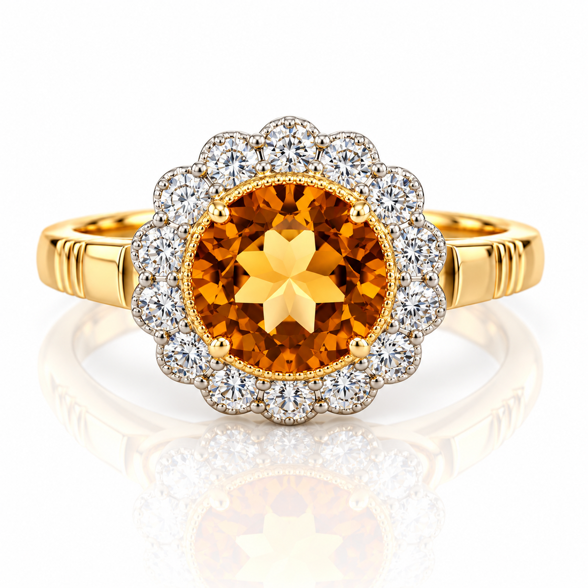 9kt Citrine and Diamond Dress Ring