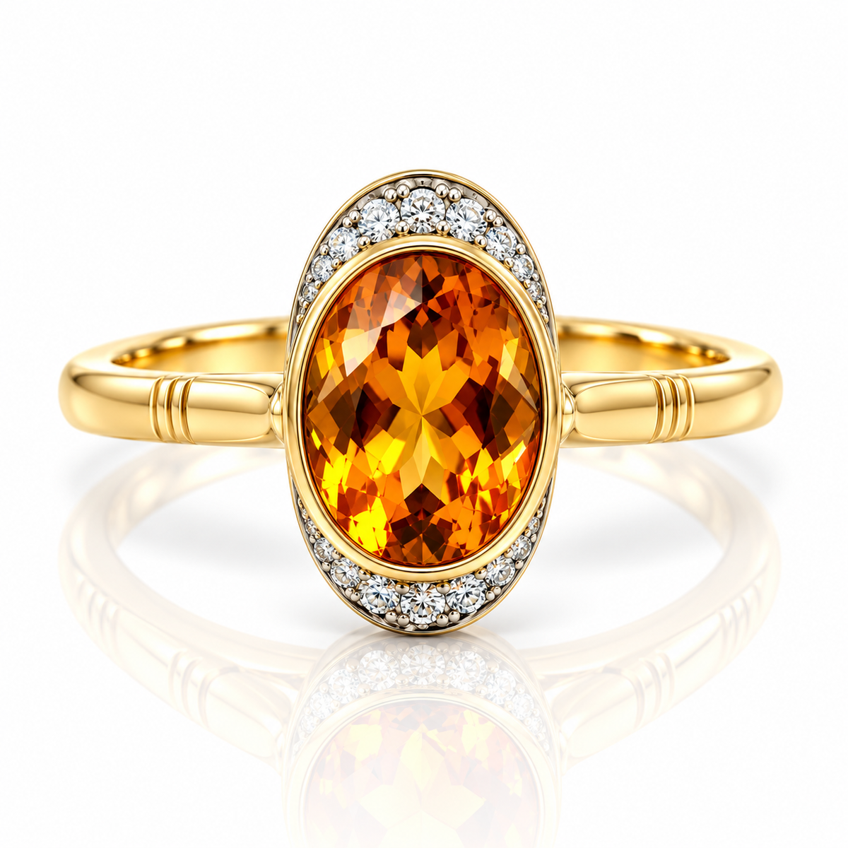 9kt Citrine and Diamond Dress Ring