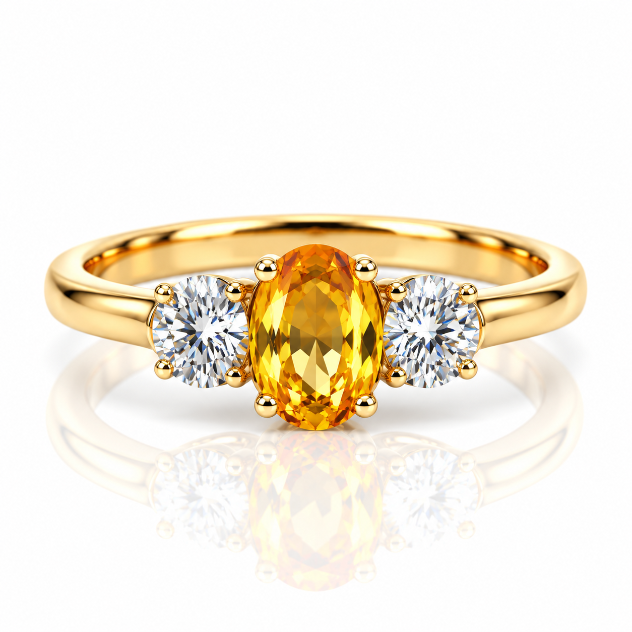 9kt Yellow Sapphire and Diamond Ring
