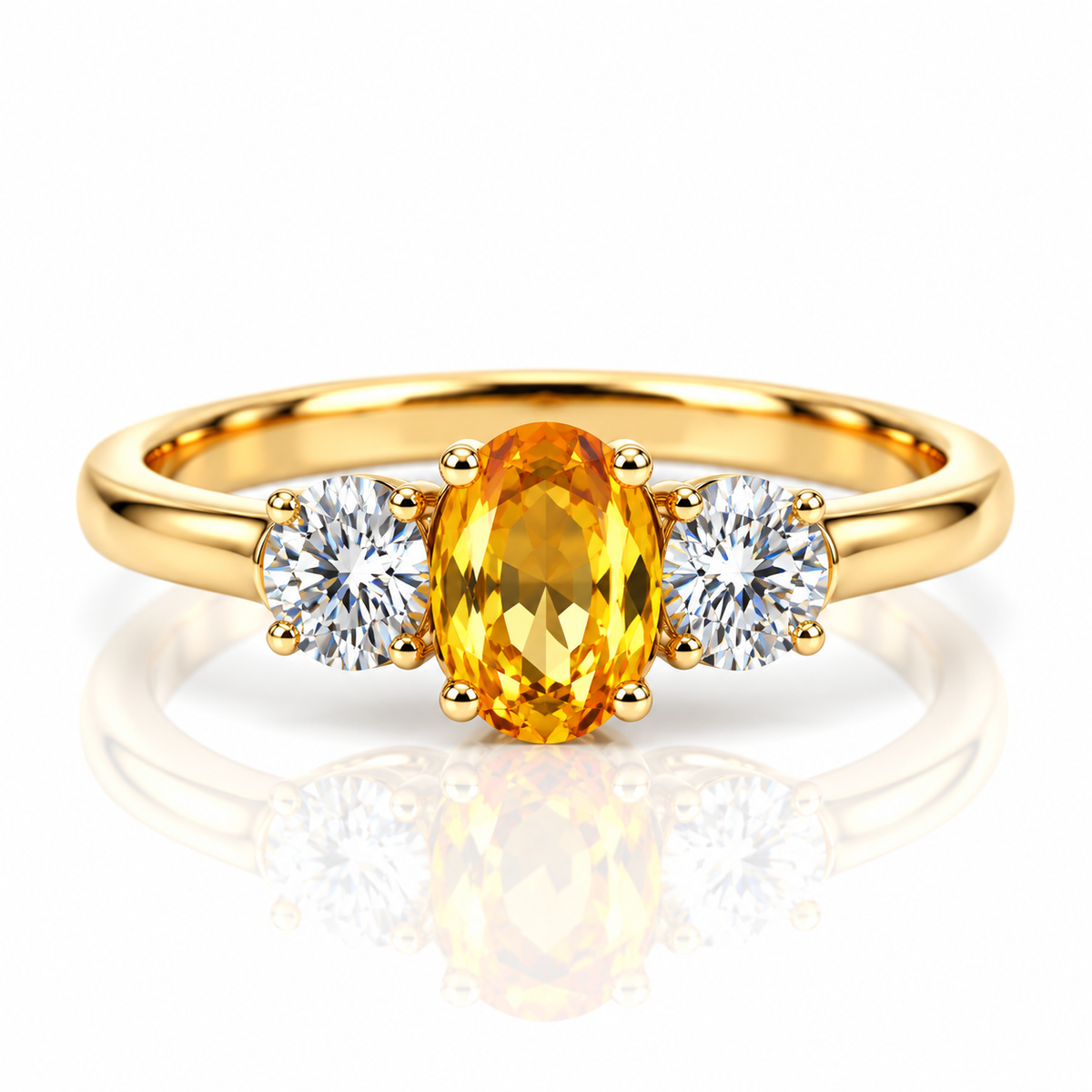 9kt Yellow Sapphire and Diamond Ring