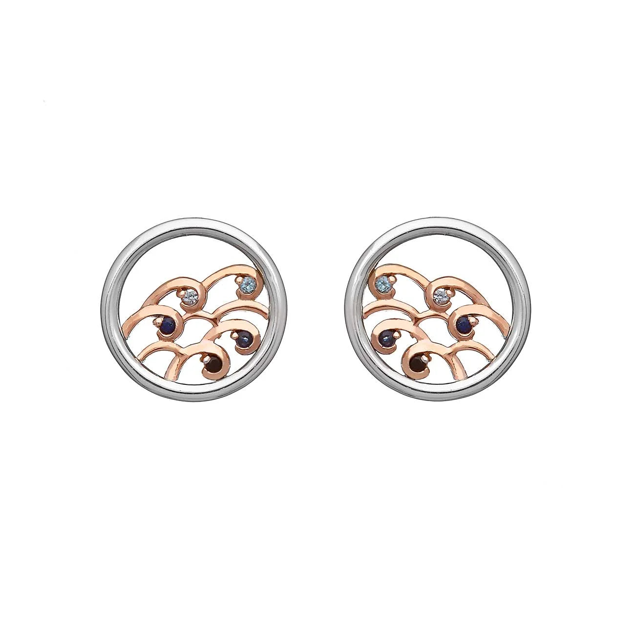 Sterling Silver Irish Gold Ninth Wave Stud Earrings