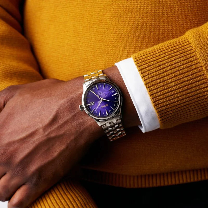 Seiko 145th Anniversary Presage Cocktail Time GMT Limited Edition in Edo Purple HCB006J1