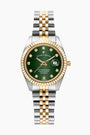 Two-tone Green Sunray dial Stainless steel swiss watch