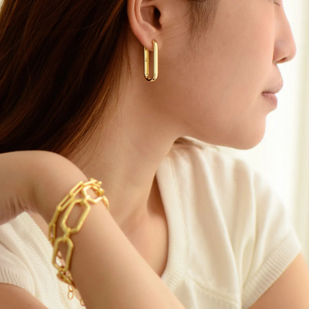 Bold 4 mm Long Hoop Earrings 30 mm