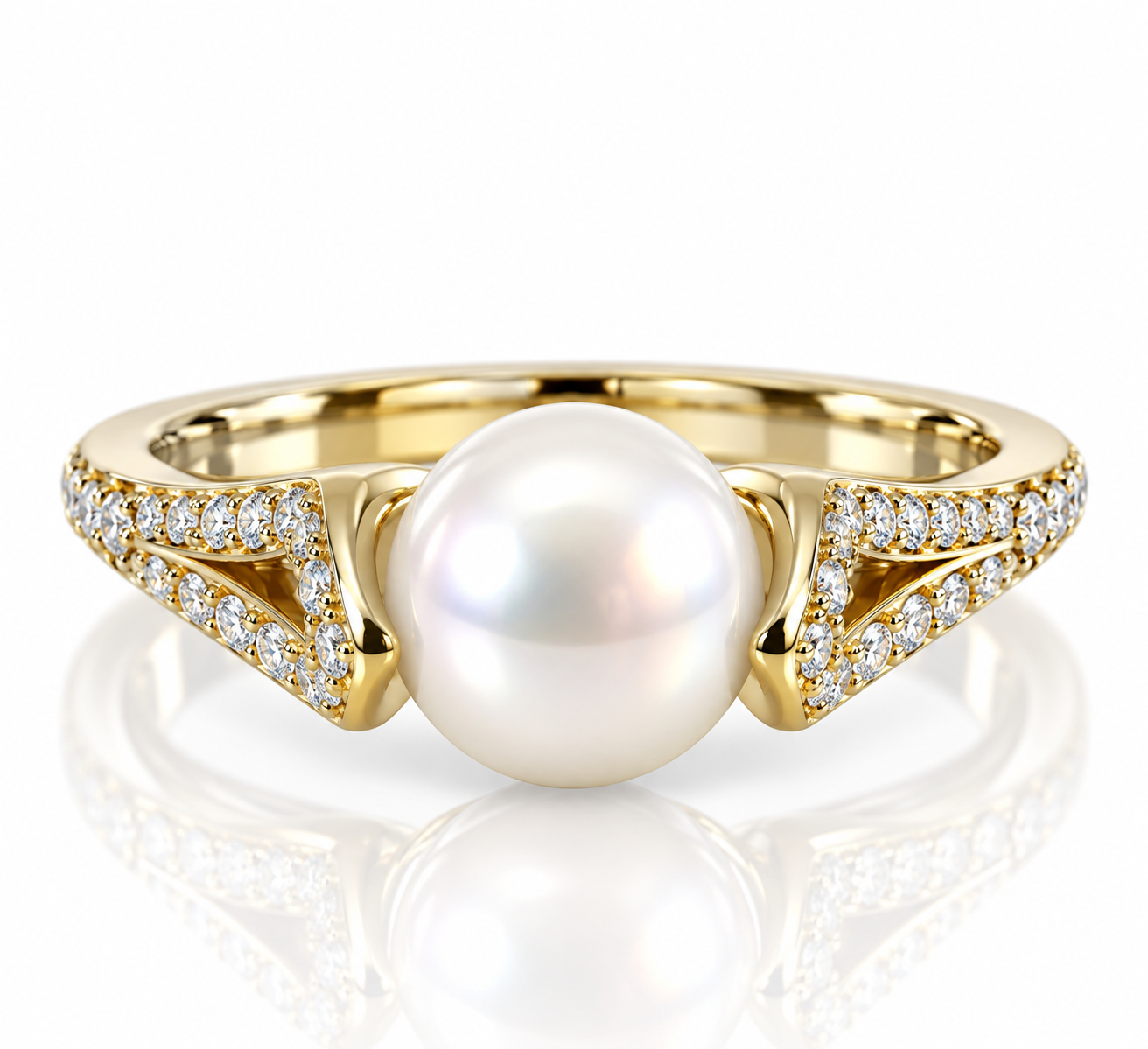 9kt Freshwater Pearl and Diamond Dress Ring