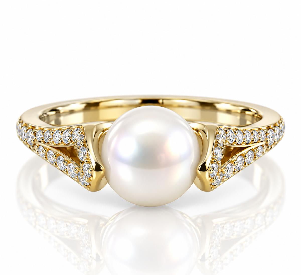 9kt Freshwater Pearl and Diamond Dress Ring