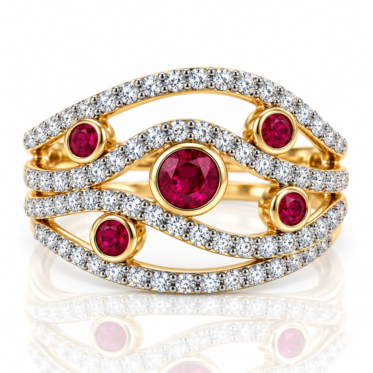 9kt Ruby and Diamond Bubble Ring