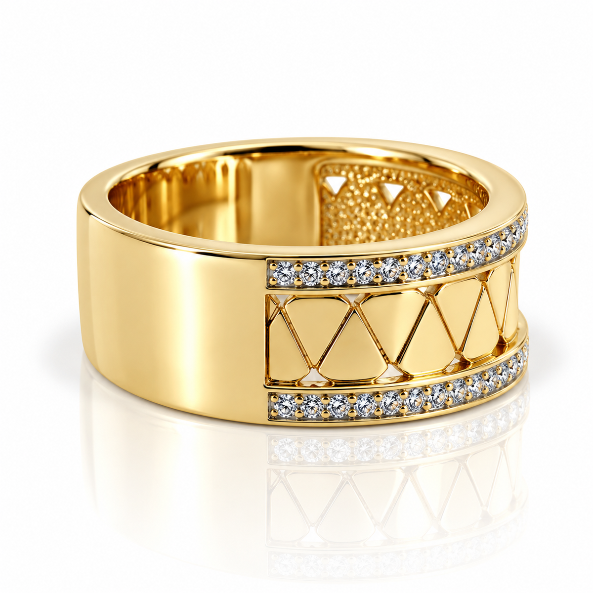 9kt Diamond Pattern Dress Ring