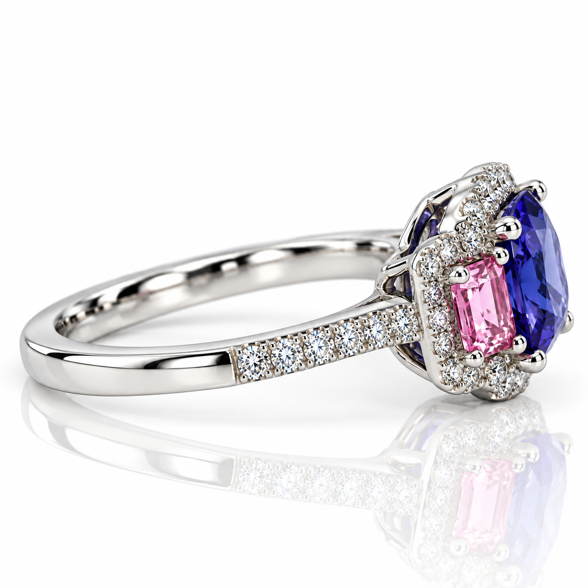 18kt Tanzanite, Pink Sapphire and Diamond Dress Ring