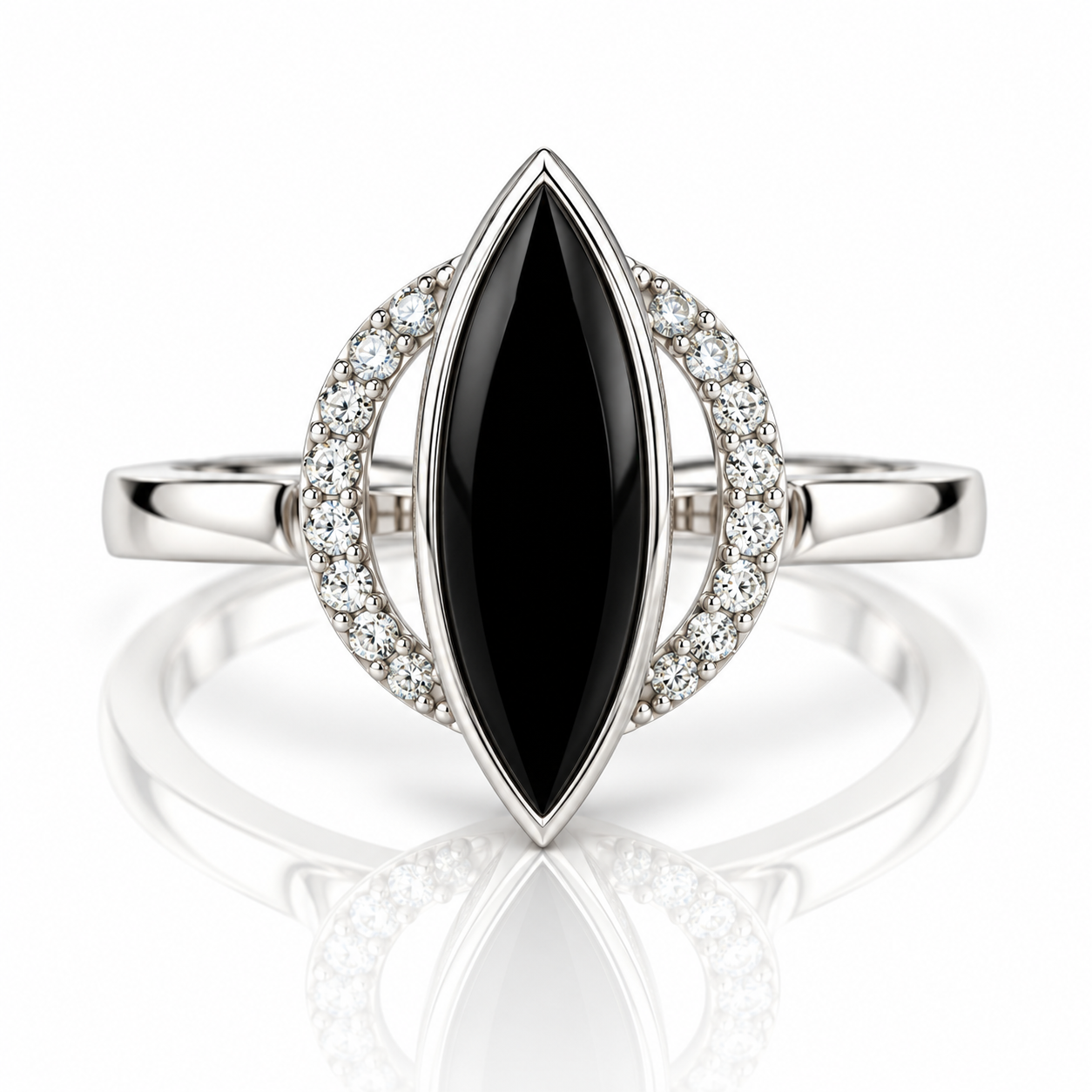 9kt Black Onyx and Diamond Ring