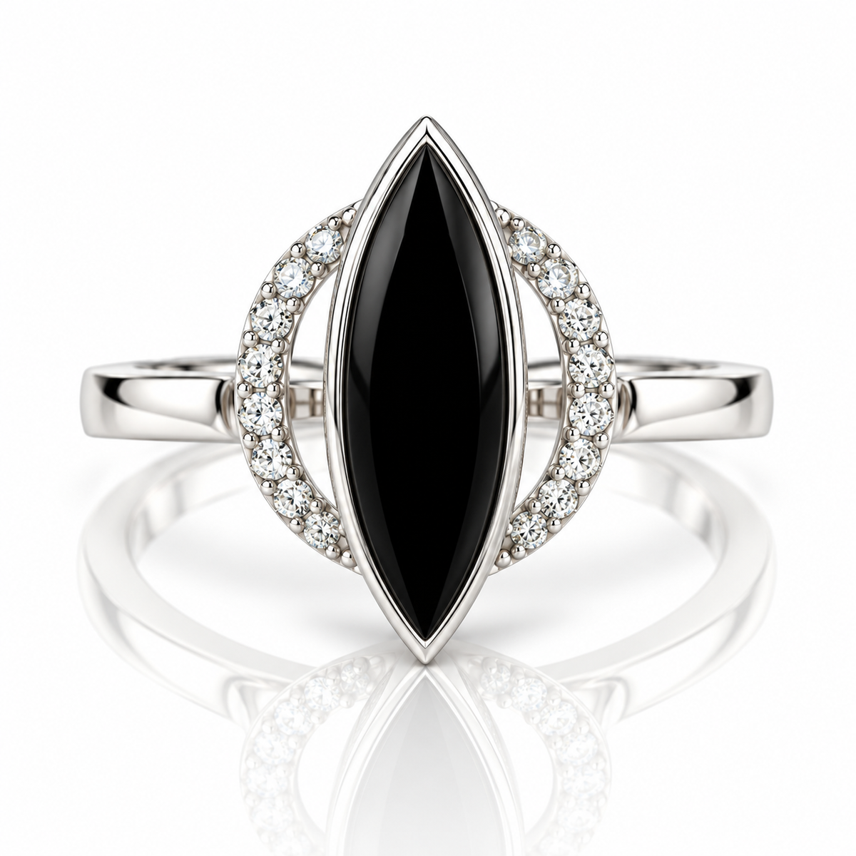 9kt Black Onyx and Diamond Ring