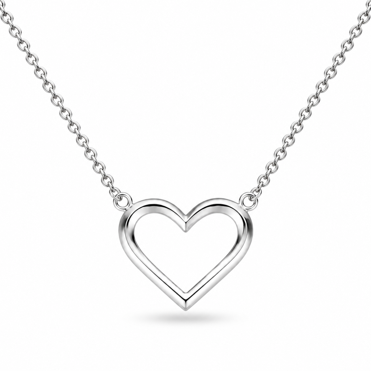 Love Silver Heart Fine Outline Necklet