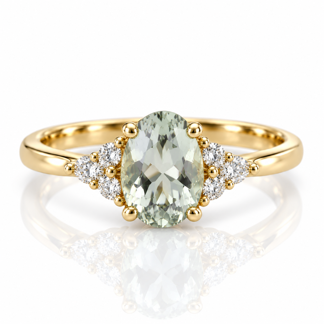9kt Green Amethyst and Diamond Dress Ring