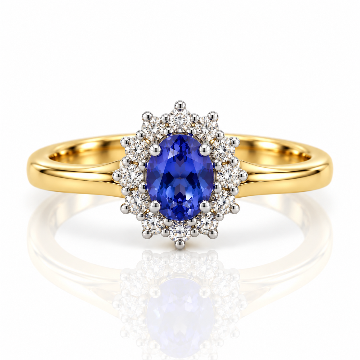 9kt Tanzanite and Diamond Cluster Ring
