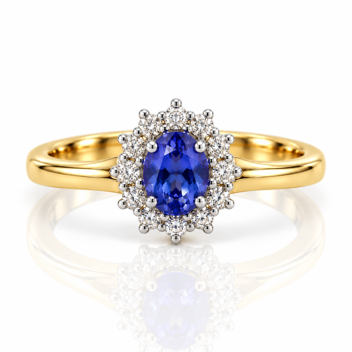 9kt Tanzanite and Diamond Cluster Ring