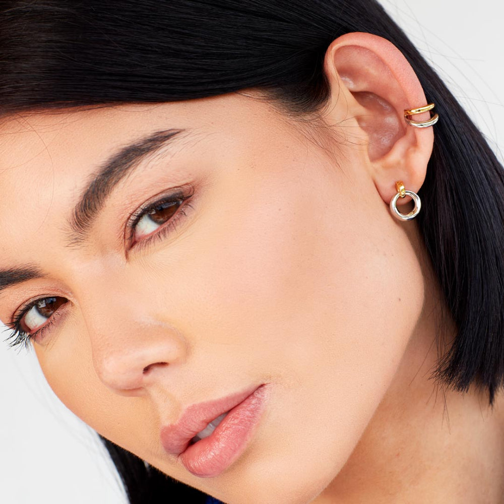 Bevel Cirque Link Golden Stud Earrings