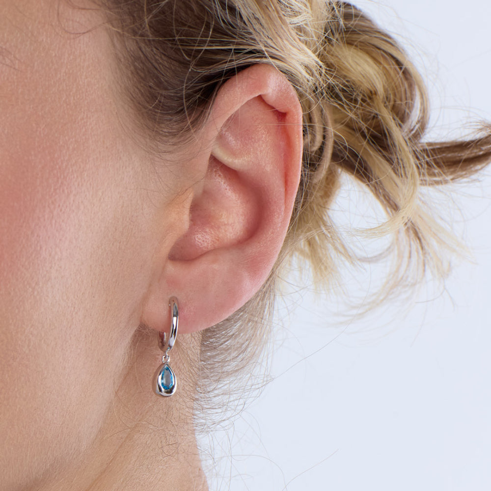 Coast Pebble Swiss Blue Topaz Hoop Earrings