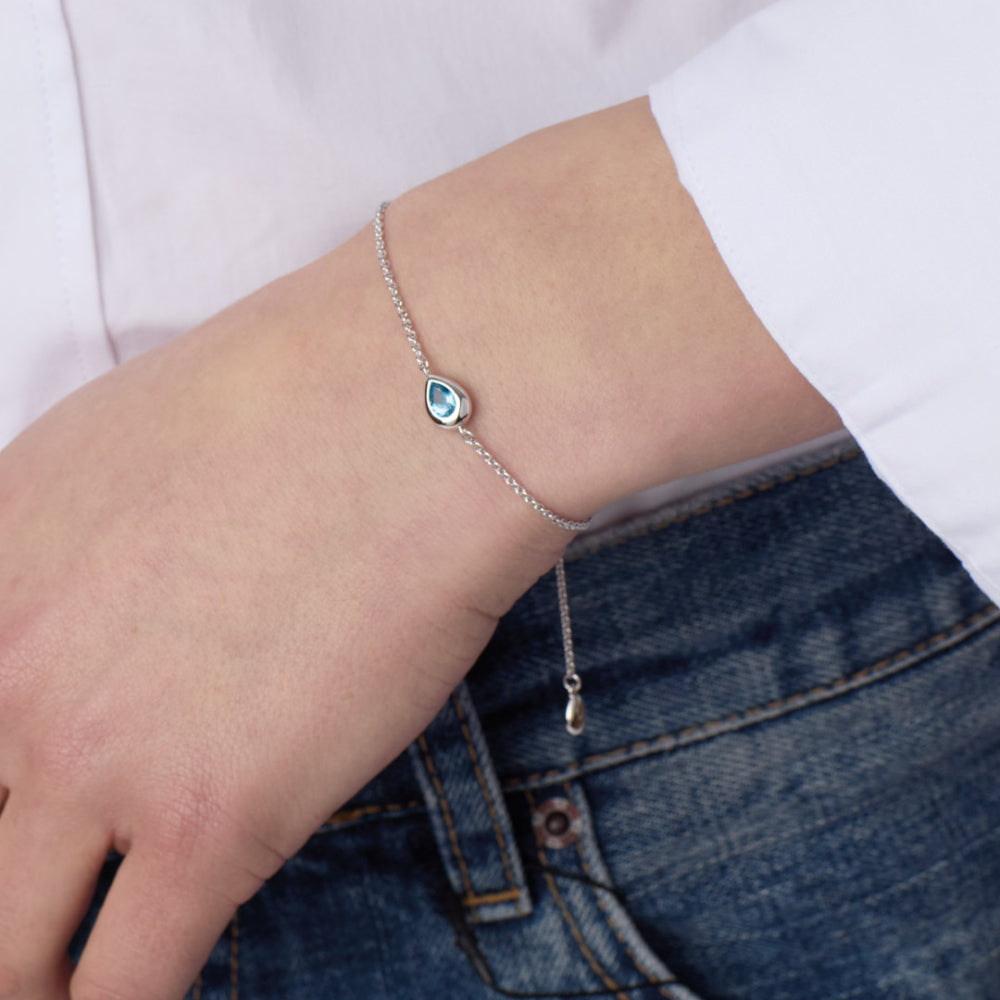 Coast Pebble Swiss Blue Topaz Slider Bracelet