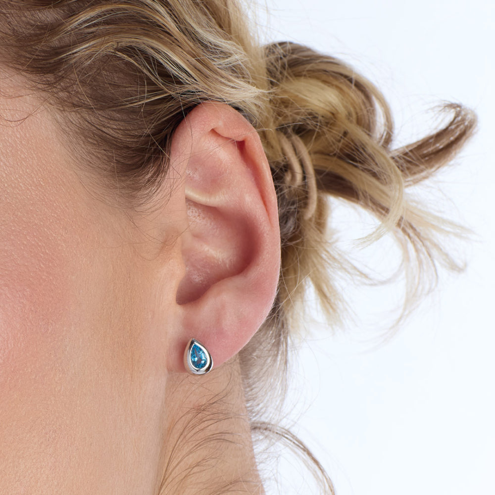 Coast Pebble Swiss Blue Topaz Stud Earrings