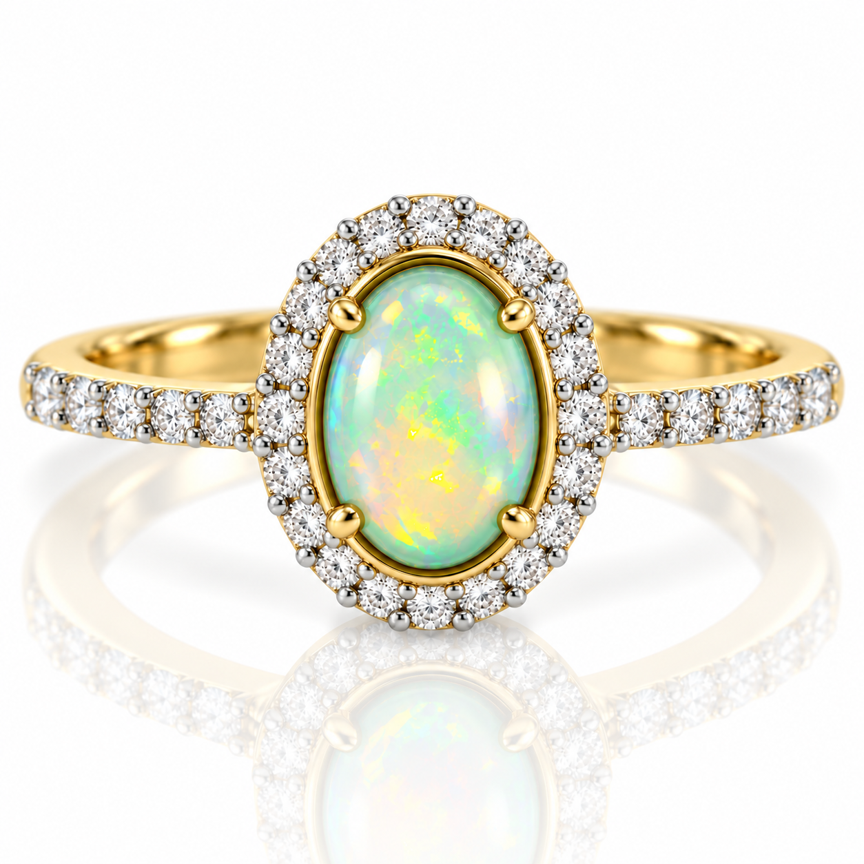 9kt Opal and Diamond Dress Ring