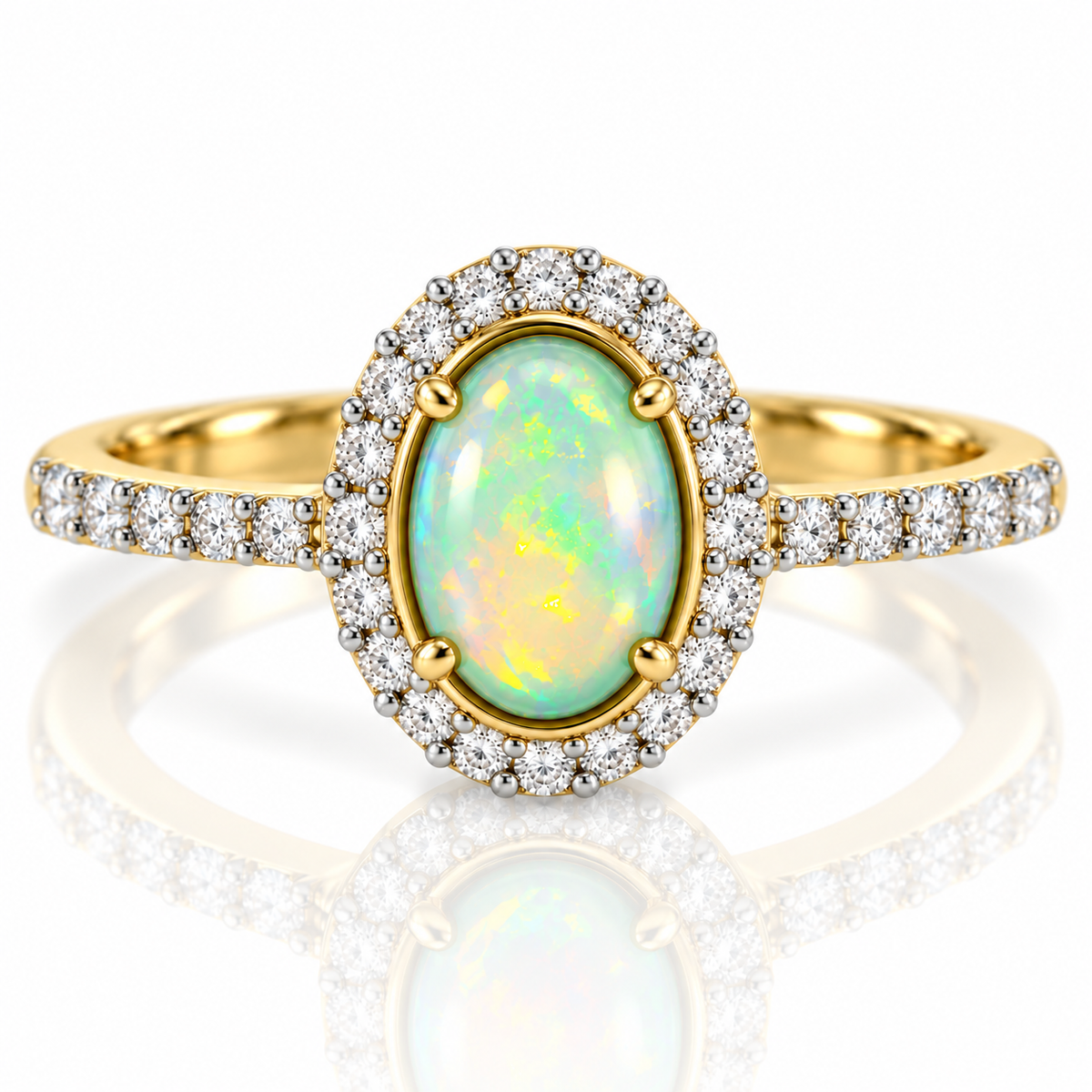 9kt Opal and Diamond Dress Ring