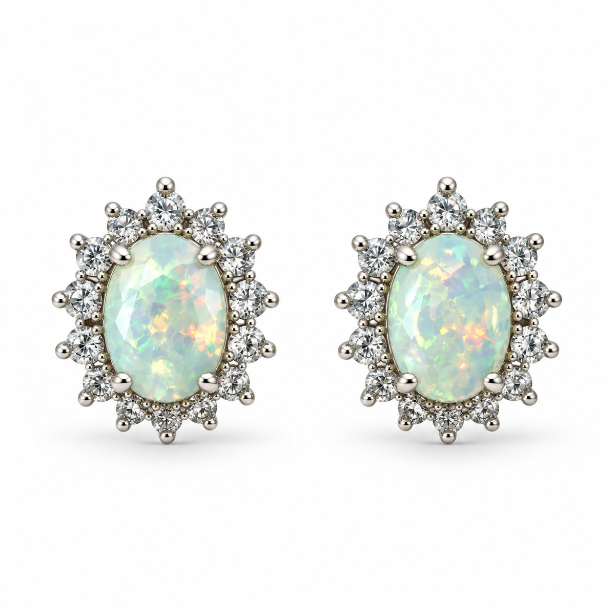 Opal CZ Cluster Earrings