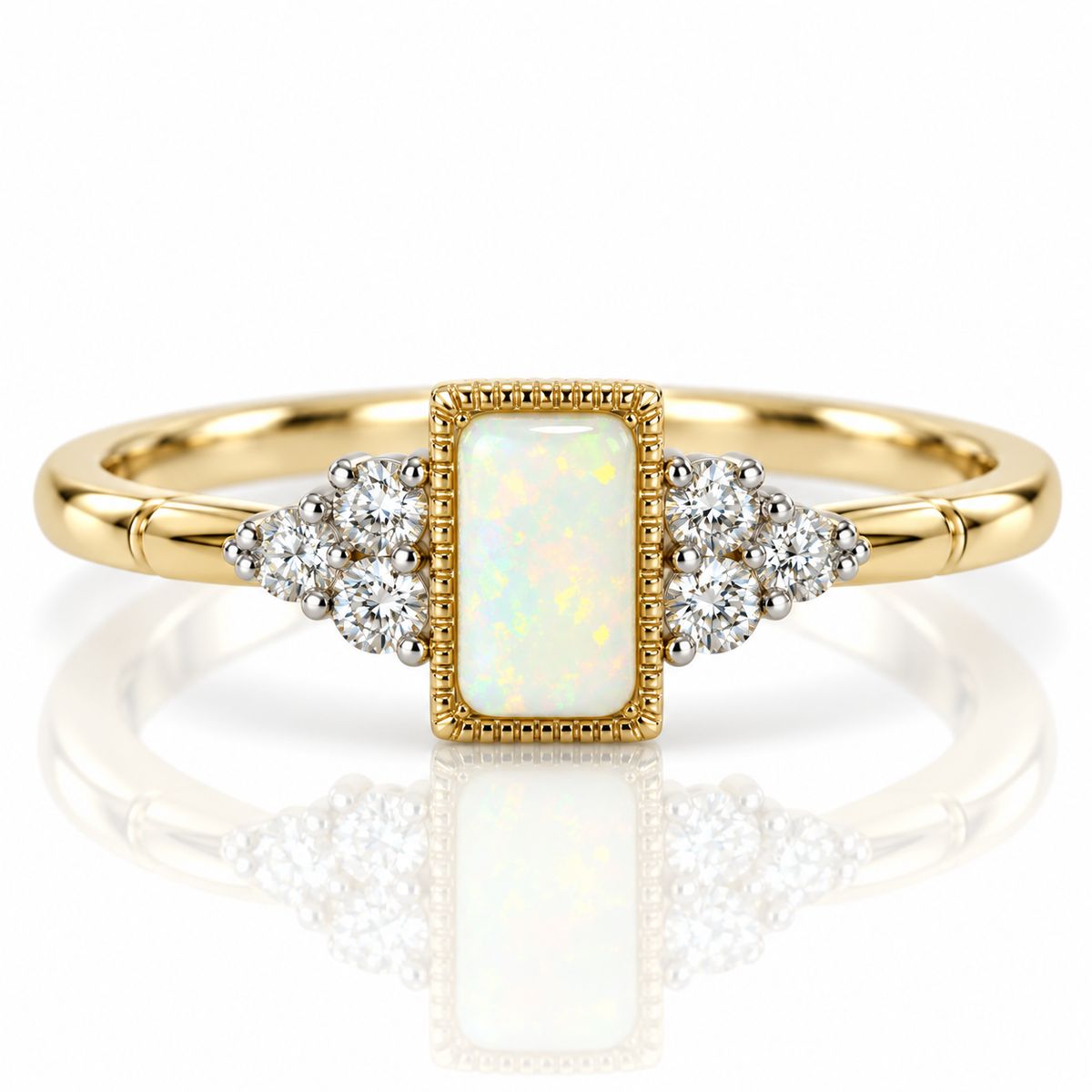 9kt Opal and Diamond Dress Ring