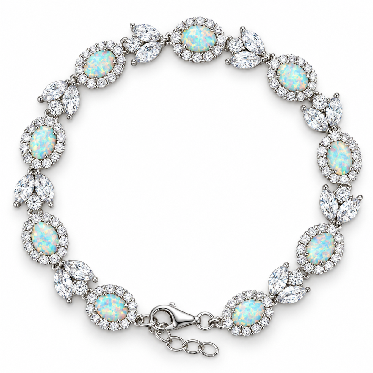 Opal and CZ Cluster Bracelet