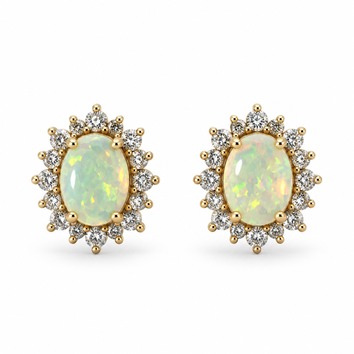 Opal CZ Cluster Earrings