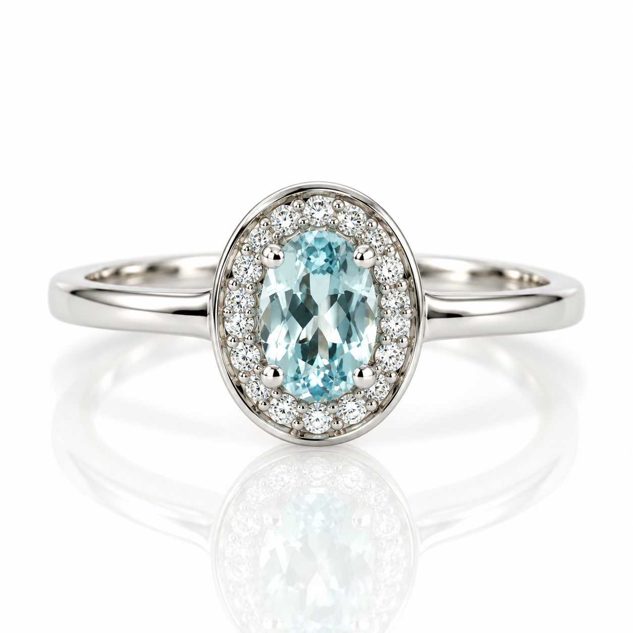 9kt Aquamarine and Diamond Dress Ring